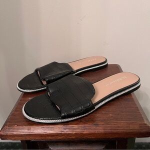 BCBGeneration Black Zahara Slip On Flat Slide Sandals